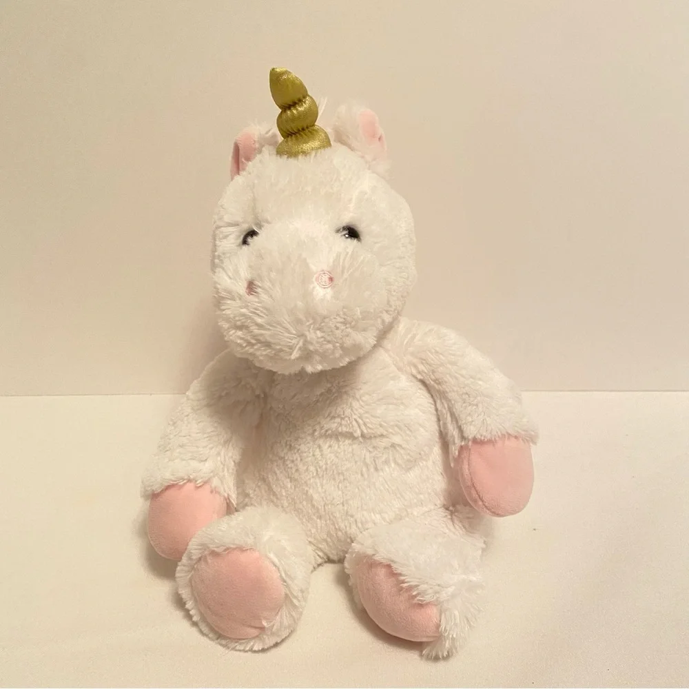 Unicorn Plush White With Gold Horn Stuffed Animal Toy